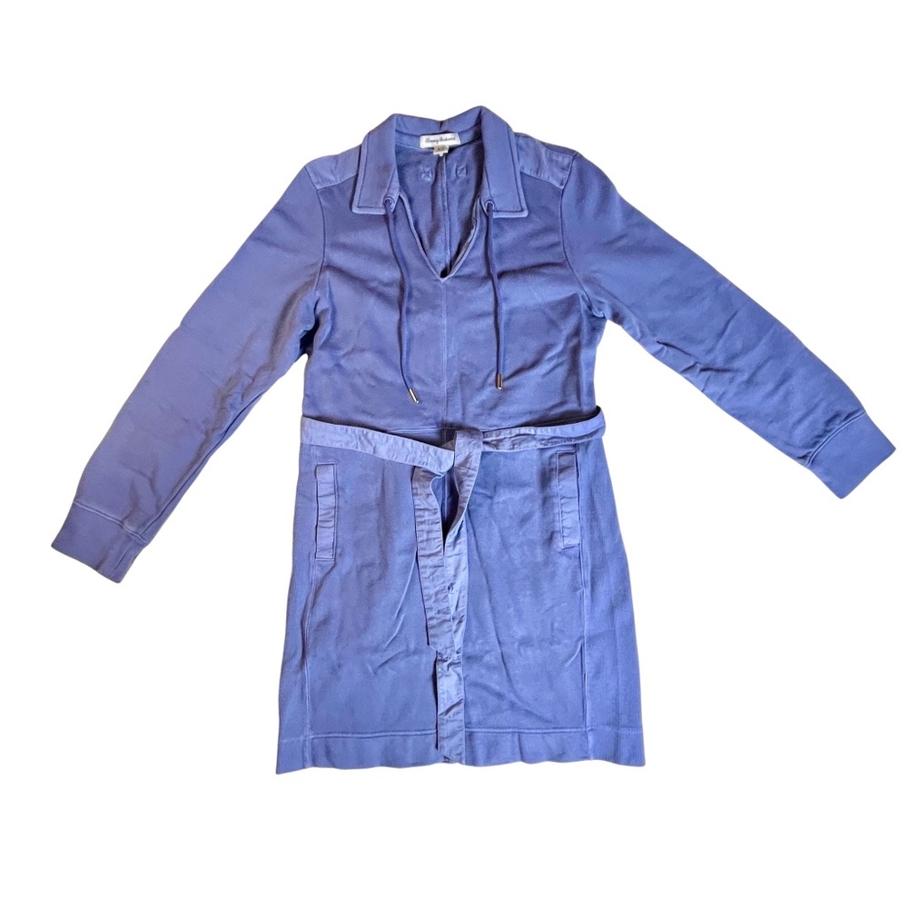 Tommy Bahama Women's Cotten Belted Casual Robe Dress in Periwinkle Midi